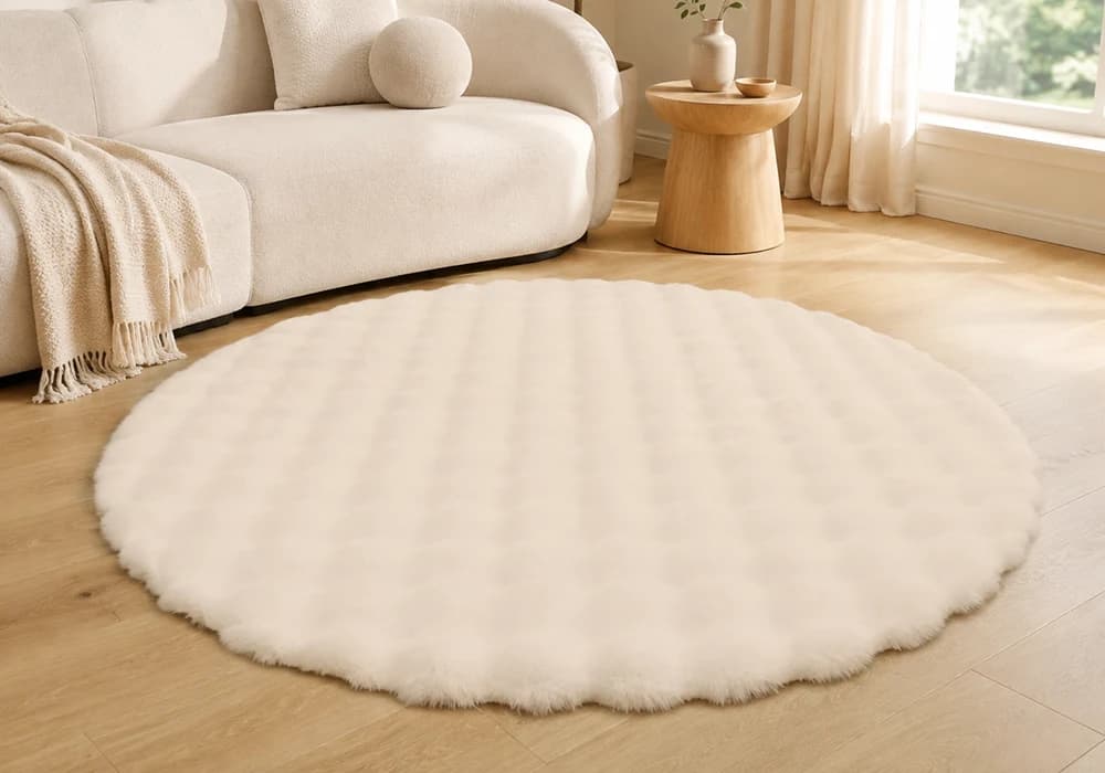 Tapis Vague Rond 160cm Beige - Image 1