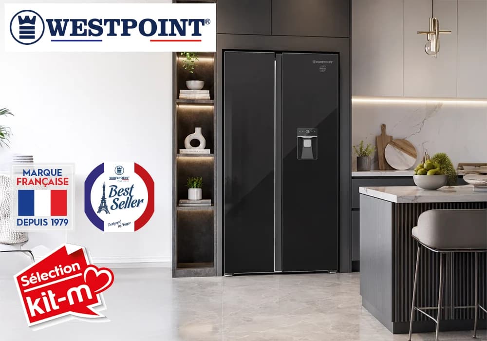 Réfrigérateur Américain 2 Portes Westpoint 529L Noir Vitré (WSHN-58E26.EWGN) - Image 1