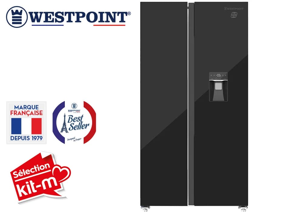 Réfrigérateur Américain 2 Portes Westpoint 529L Noir Vitré (WSHN-58E26.EWGN) - Image 3
