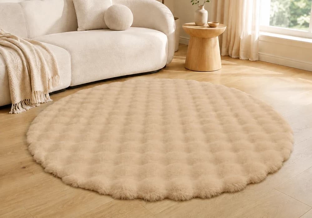 Tapis Vague Rond 160cm Marron - Image 1