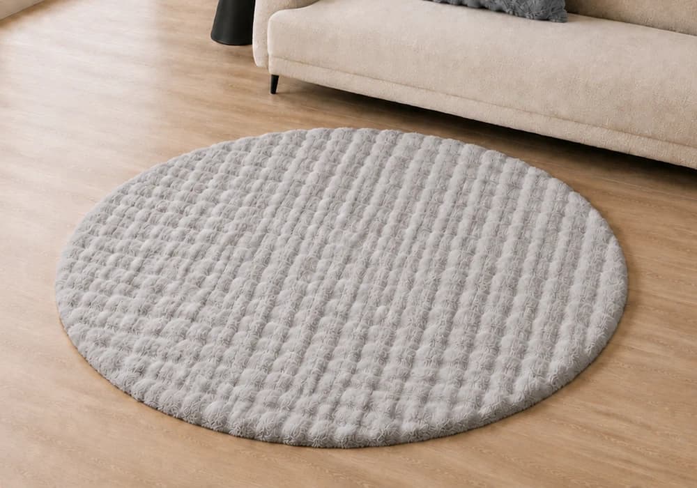 Tapis Vague Rond 160cm Gris - Image 1