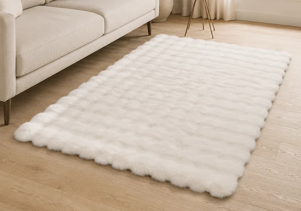 Tapis Vague 120×160 cm Blanc - Image 1