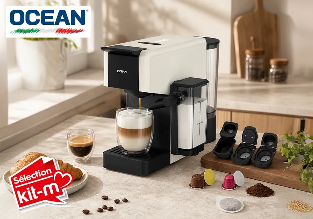 Cafetiére Multi-Capsules 4-en-1 Avec Système Lait OCEAN (OCMCMU1408MTCW) - Image 1