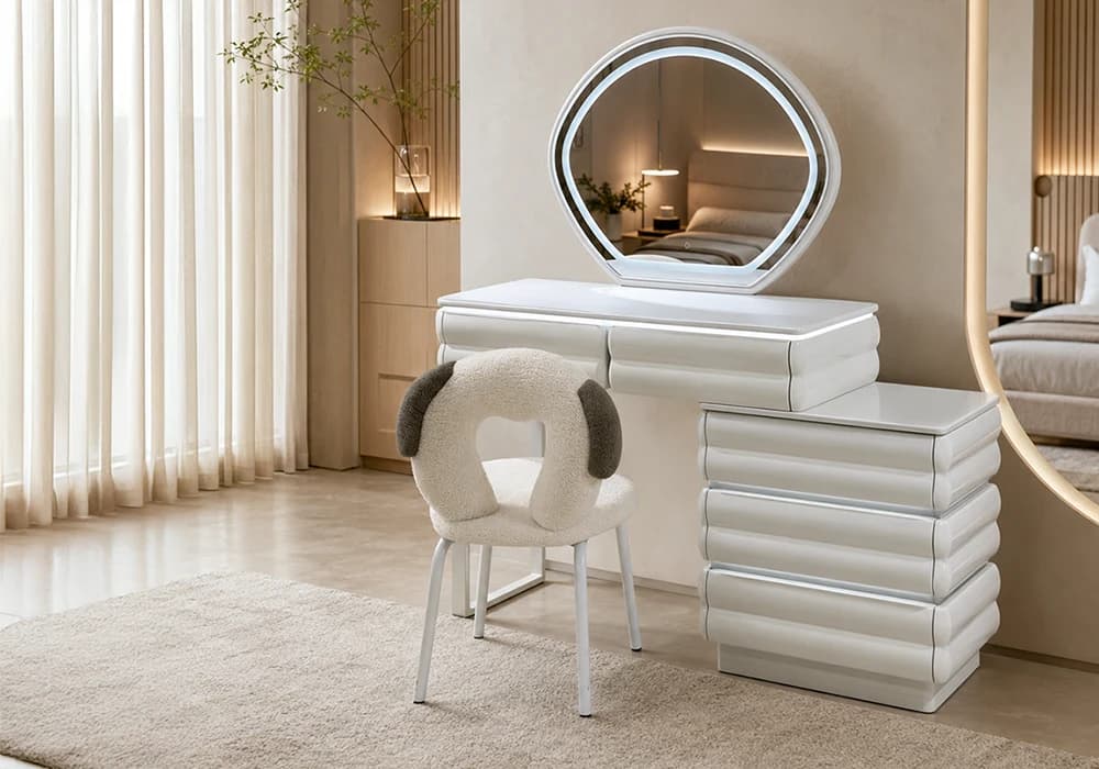 Coiffeuse LED ORA 5 Tiroirs Avec Chaise - Image 1