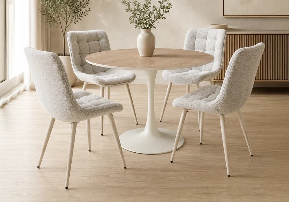 Table à Manger Ronde RAVIA Avec 4 Chaises - Image 1
