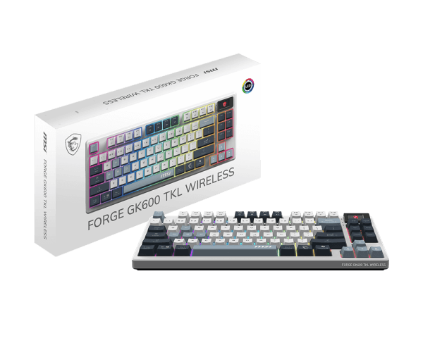 Clavier Gamer sans fil Bluetooth mécanique MSI Forge GK600 TKL Sky RGB (Blanc-BLEU) - FORGE GK600 TKL W SKY FR - Image 1
