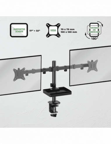 ADVANCE - SUPPORT BUREAU pour 2 ECRANS 17-32 ADV-ARM12F - Image 3