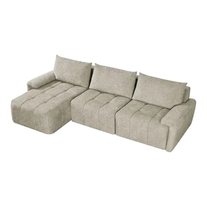 CANAPÉ D'ANGLE GAUCHE DESIGN COMPRESSÉ - BEIGE
