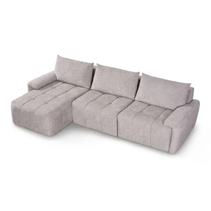 CANAPÉ D'ANGLE GAUCHE DESIGN COMPRESSÉ - GRIS