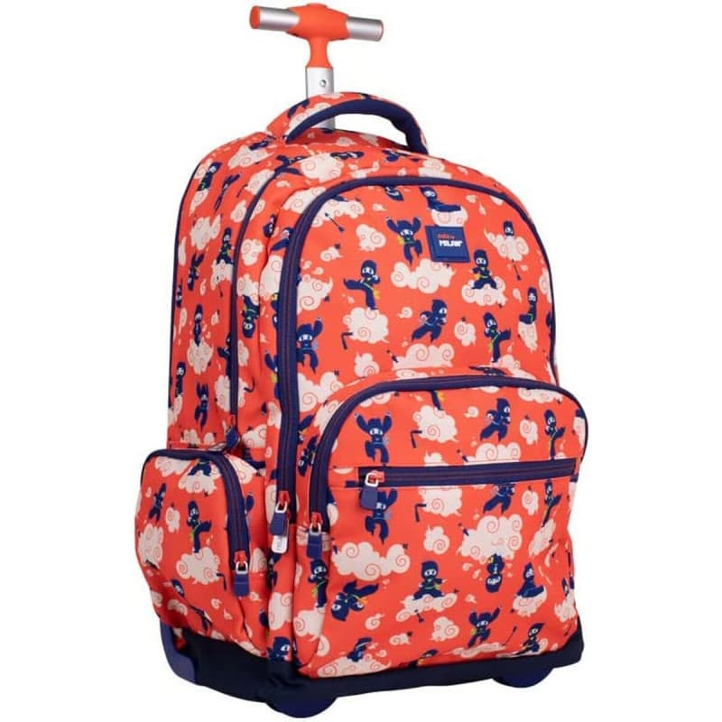 Cartable à roulettes Milan Ninjutsu Rouge 52 x 34,5 x 23 cm