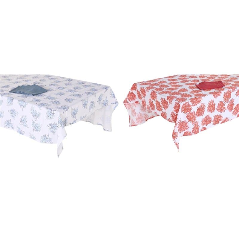 Nappe et serviettes de table DKD Home Decor 150 x 250 x 0,5 cm Bleu Fuchsia Blanc (2 Unités)