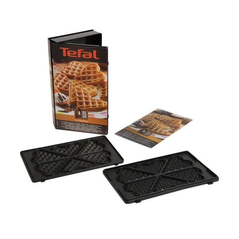 Tefal - Snack Collection - Lot de 2 Plaques Gaufrettes Coeur - Noir - Compatible Lave-vaisselle - 750 Watt
