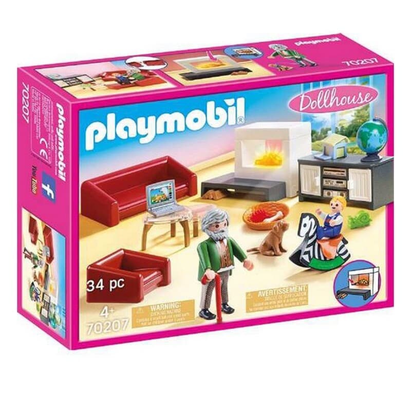 Playmobil - 70207 - Dollhouse La Maison Traditionnelle - Salon avec cheminée
