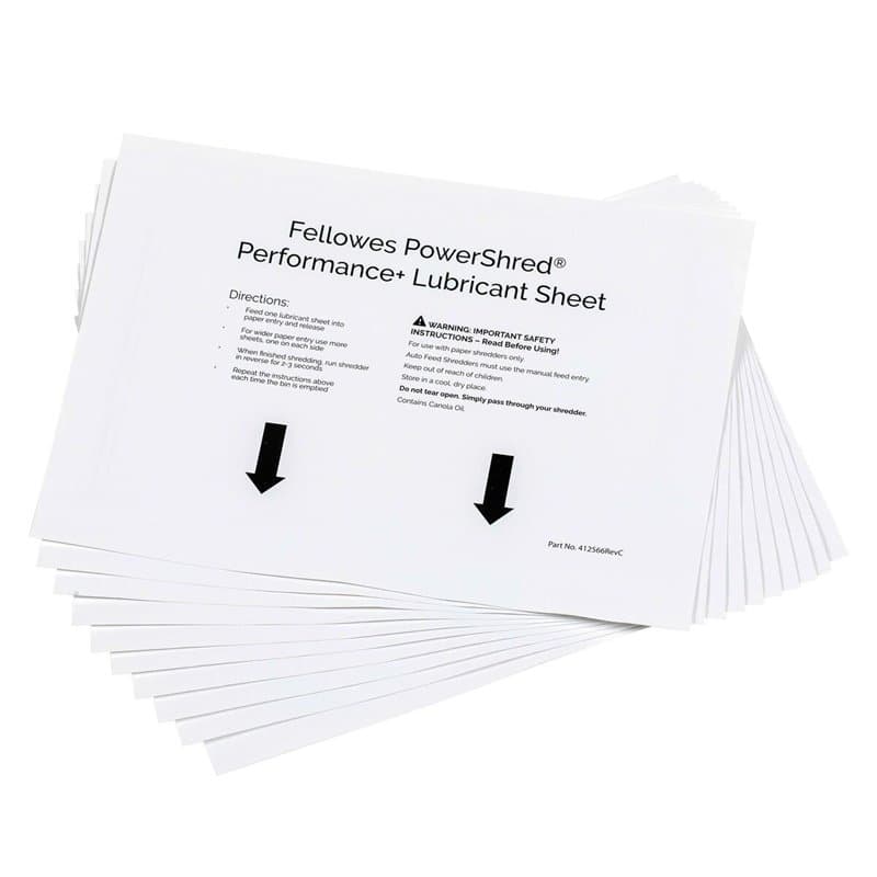 Fellowes 4025601 accessoire pour déchiqueteuse à papier 10 pièce(s) Feuilles lubrifiantes