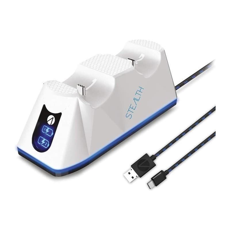 Stealth - Double station de charge pour PS5 Blanc avec Câble Play & Charge