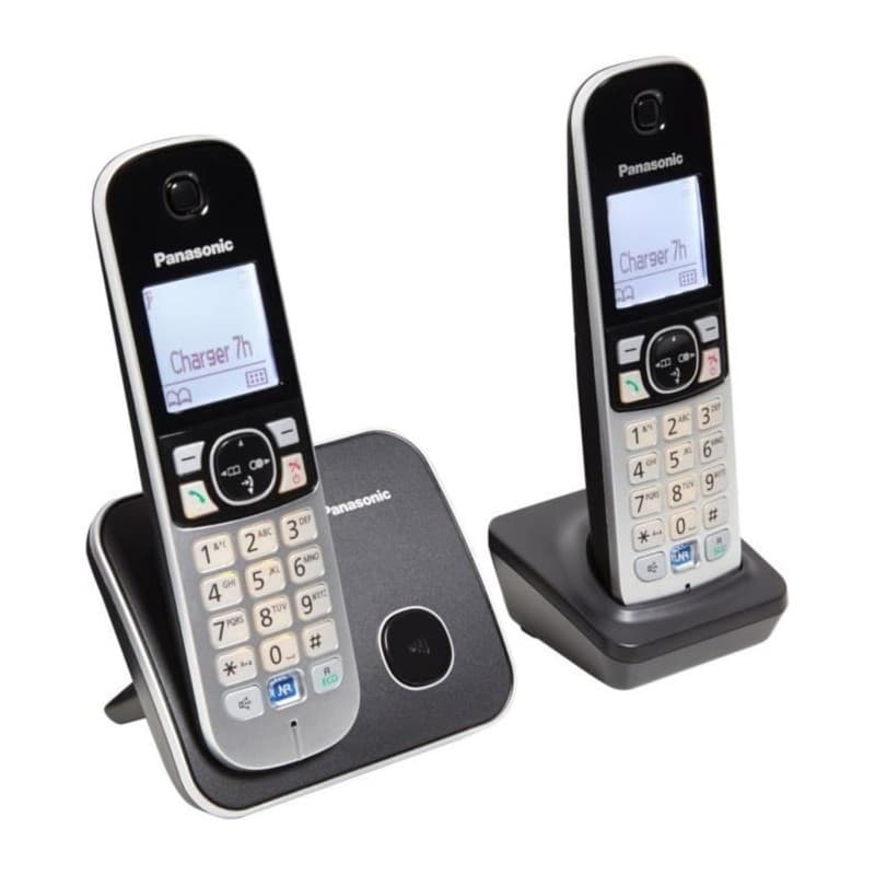 Téléphone Sans Fil Panasonic KX-TG6812FRB Gris Noir/Argenté