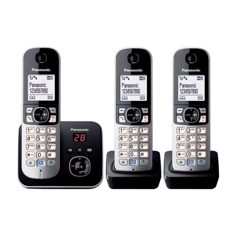 Téléphone Sans Fil Panasonic KX-TG6823 Blanc Noir Noir/Argenté
