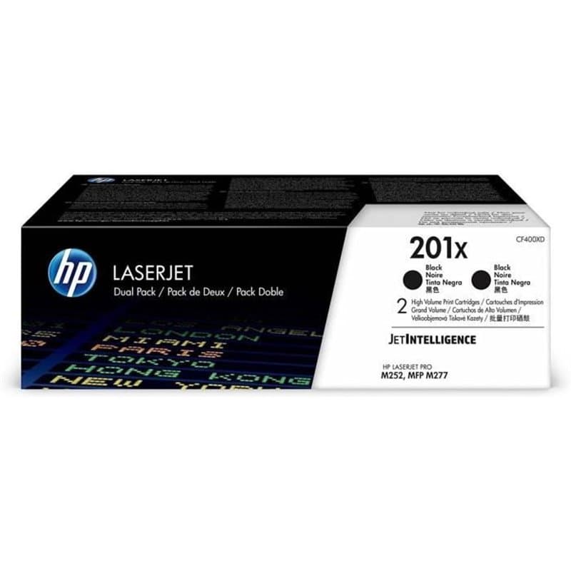 HP 201X LaserJet, lot de 2 cartouches de toner grande capacité authentiques, noir