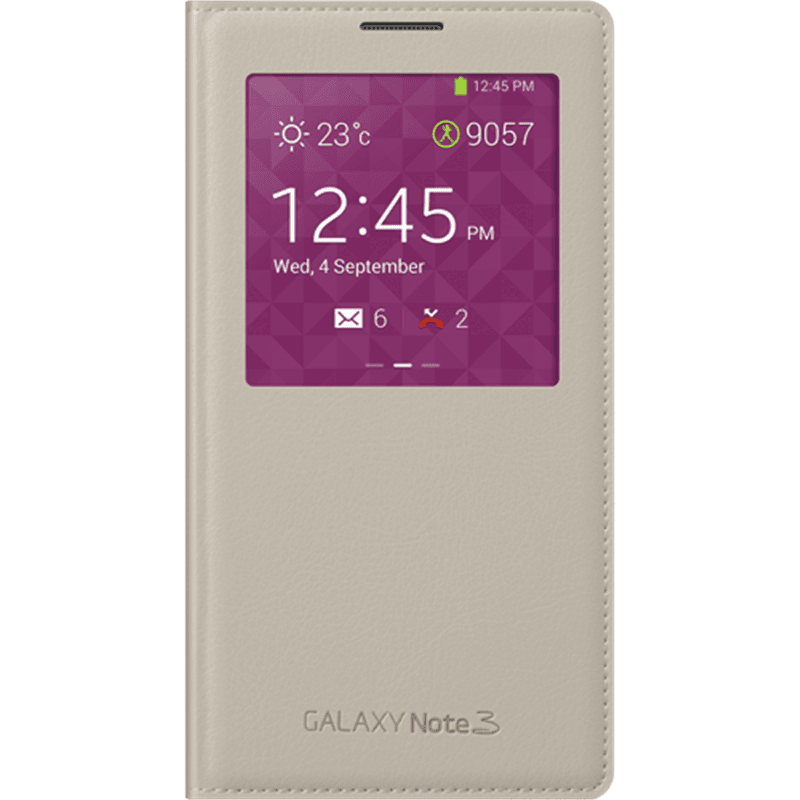 Etui à rabat à zone transparente Samsung beige pour Samsung Galaxy Not