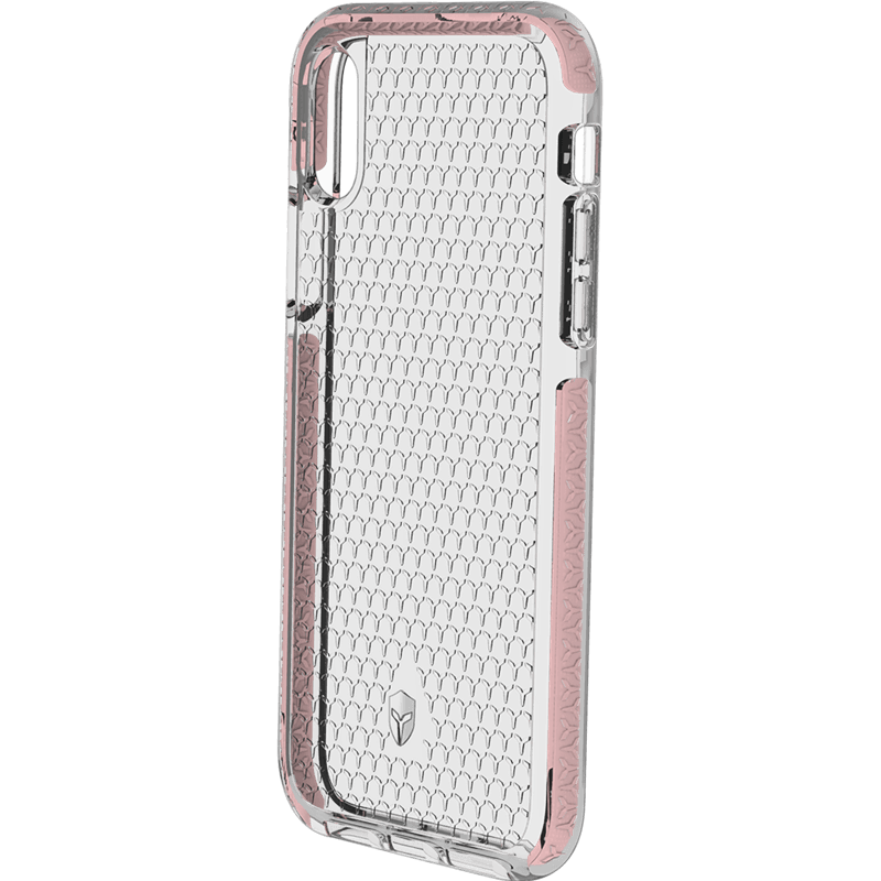 Coque Renforcée iPhone X/XS LIFE Contour Rose - Garantie à vie Force C