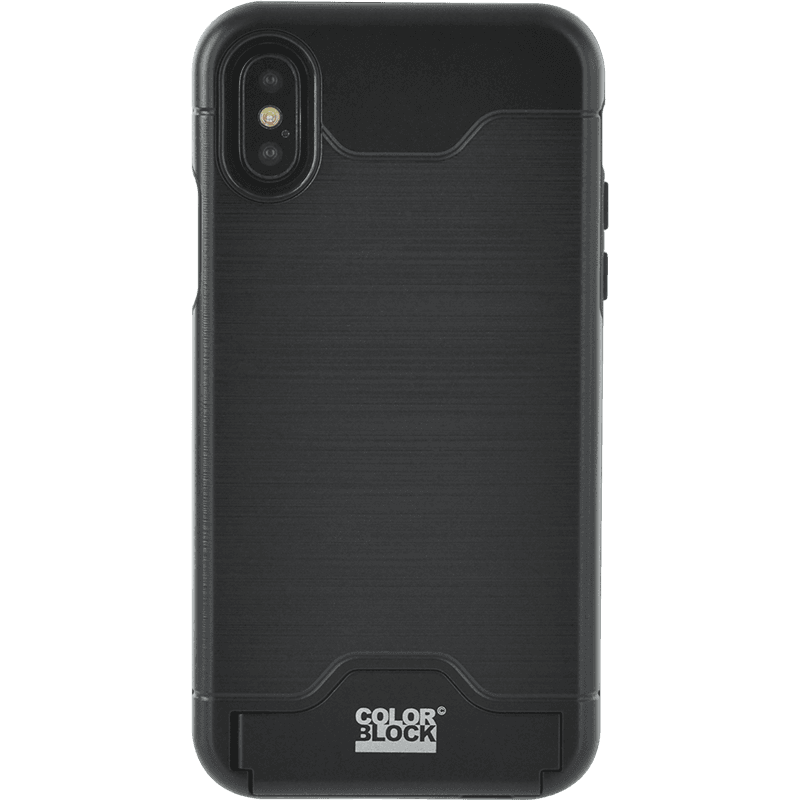Coque rigide Colorblock noire avec porte-cartes pour iPhone X/XS