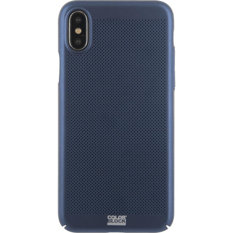 Coque rigide perforée bleue Colorblock pour iPhone X/XS