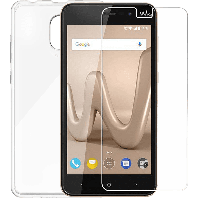 Pack protection transparent avec coque et protège-écran pour Wiko Lenn