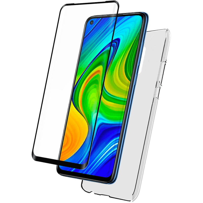 Pack Redmi Note 9 Accessoires Coque Transparente + Verre trempé Bigben