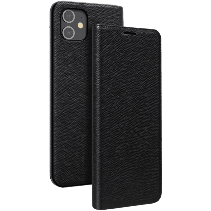 Etui Folio iPhone 12 mini Noir - Porte-carte intégré Bigben