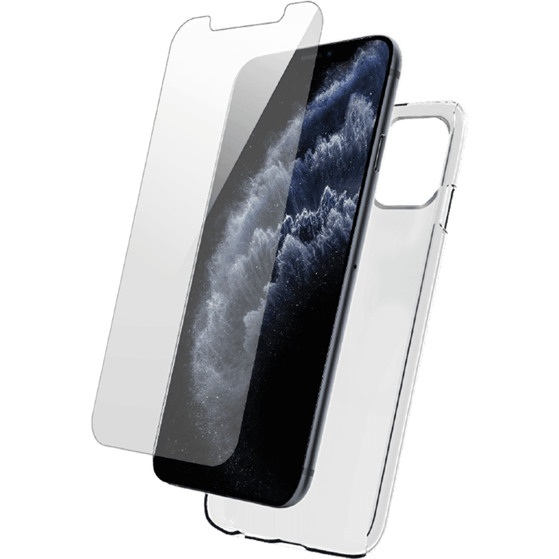 Pack iPhone 12 / 12 Pro Accessoires Coque Transparente + Verre trempé