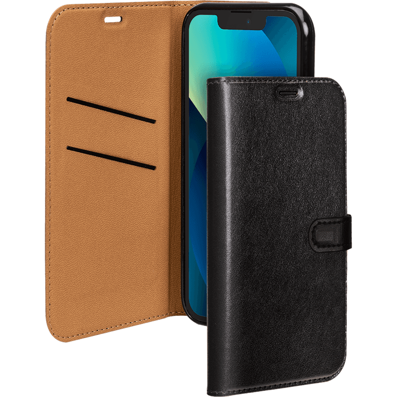 Etui Folio Wallet iPhone 13 mini Noir - Fermeture avec languette aiman