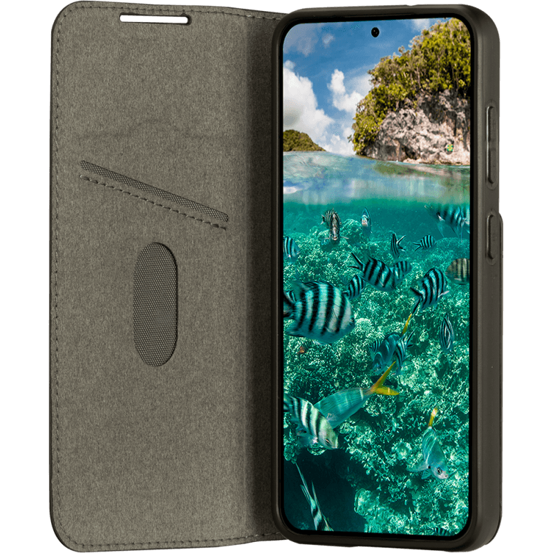 Etui Folio en Cuir Vegan Oslo Certifié GRS Noir pour Samsung G S23 5G