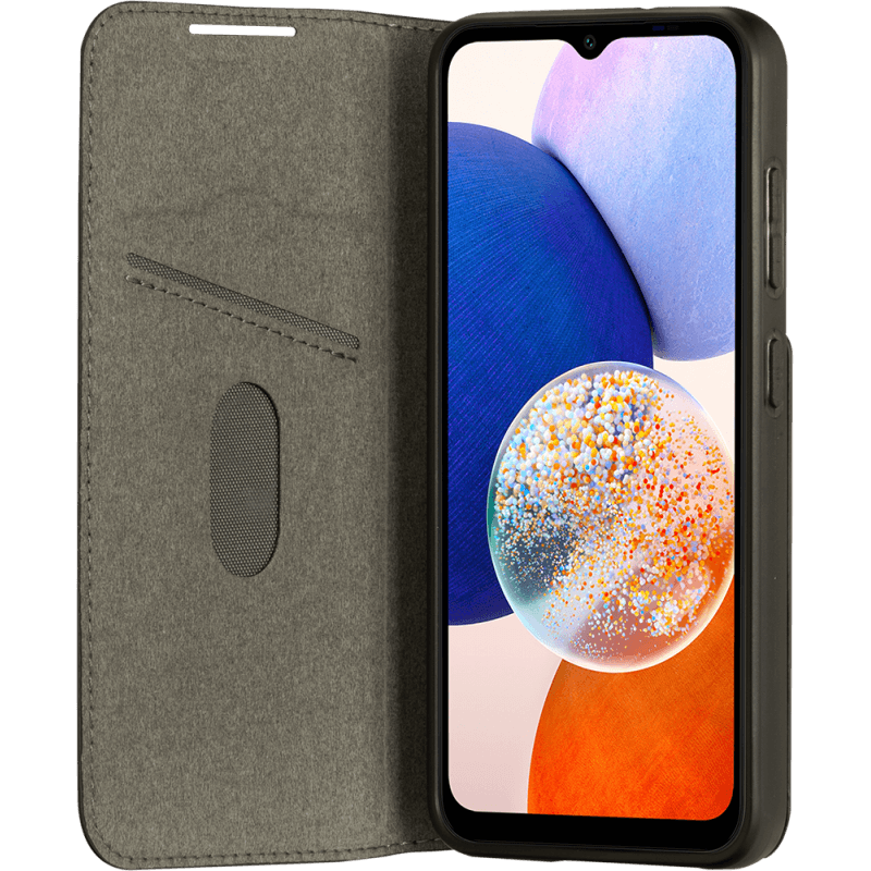 Etui Folio en Cuir Vegan Oslo Certifié GRS Noir pour Samsung G A14 5G