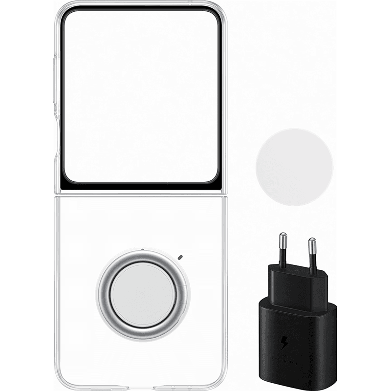 Pack Coque transparente avec support amovible et Chargeur secteur 25W