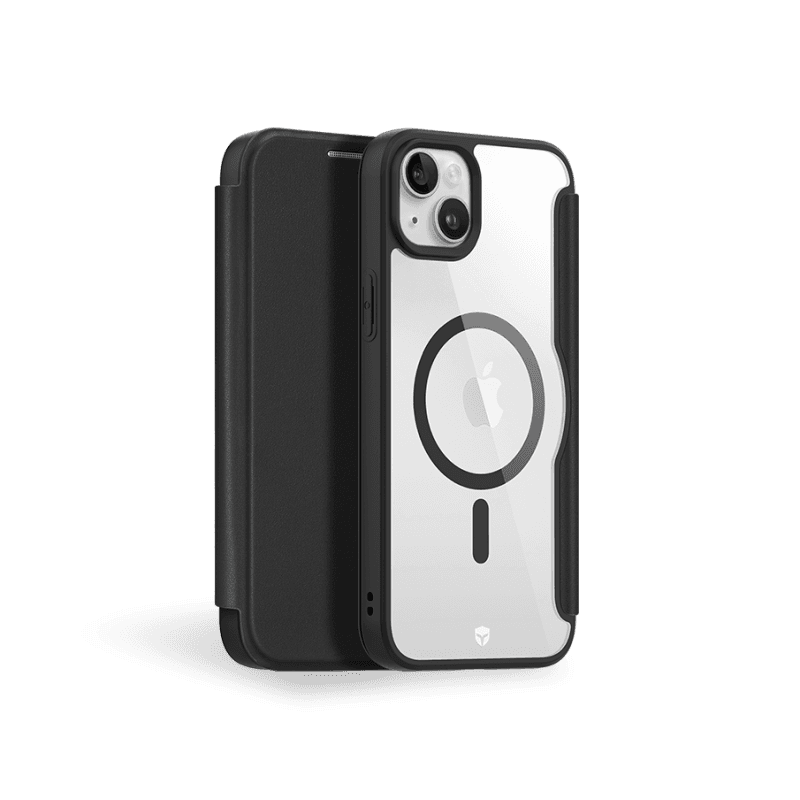 Etui Folio Renforcé iPhone 15 Plus Compatible MagSafe Noir - Garantie