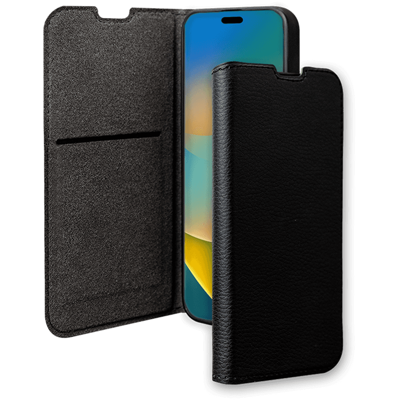 Etui Folio Wallet iPhone 15 Support vidéo Noir - 65% Plastique recyclé