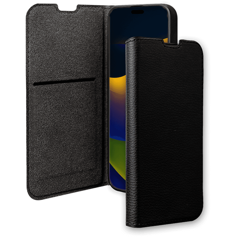 Etui Folio Wallet iPhone 15 Plus Support vidéo Noir - 65% Plastique re