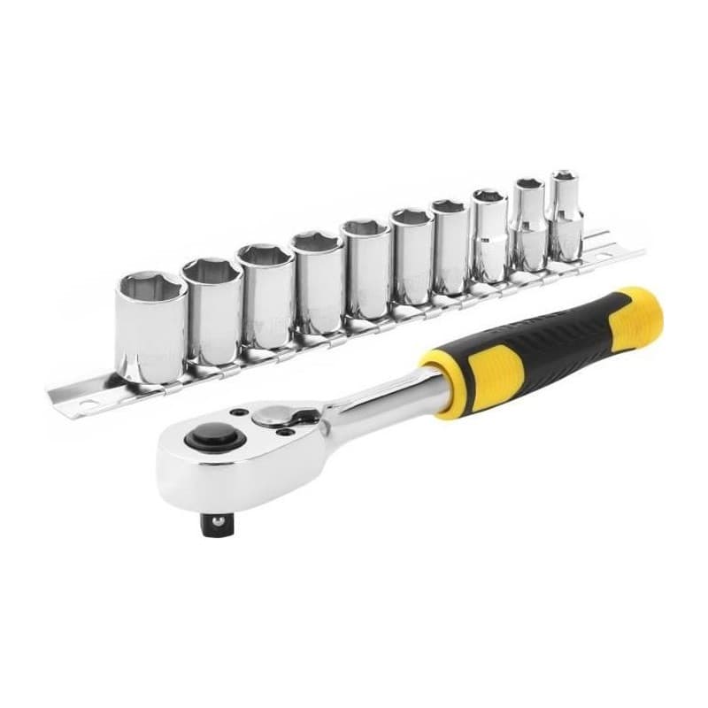 Cliquet 72 dents 1/4 + 10 douilles STANLEY - STMT82666-0 - Jeu de 11