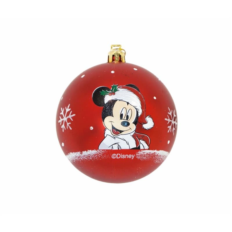 Boule de Noël Mickey Mouse Happy smiles 6 Unités Rouge Plastique (Ø 8 cm)