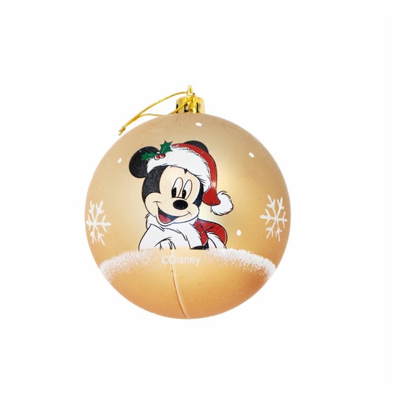 Boule de Noël Mickey Mouse Happy smiles Doré 10 Unités Plastique (Ø 6 cm)