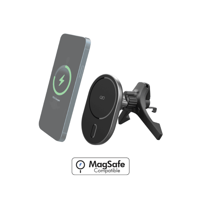 Chargeur voiture Grille aération Compatible MagSafe 15w Noir Force Pow