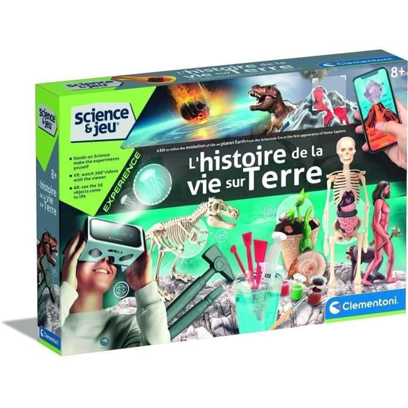 Jeu scientifique Clementoni The history of life on Earth Virtual Reality More than 50 experiments (FR)