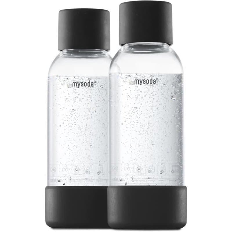Mysoda - Pack de 2 bouteilles Black PET et Biocomposite 0.5L