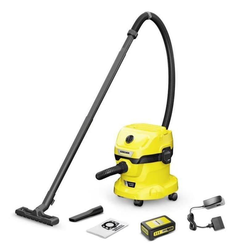 Aspirateur eau et poussieres Kärcher WD 2-18 V-12/18 sans fil (avec batterie amovible 18 V / 2,5 Ah et chargeur)