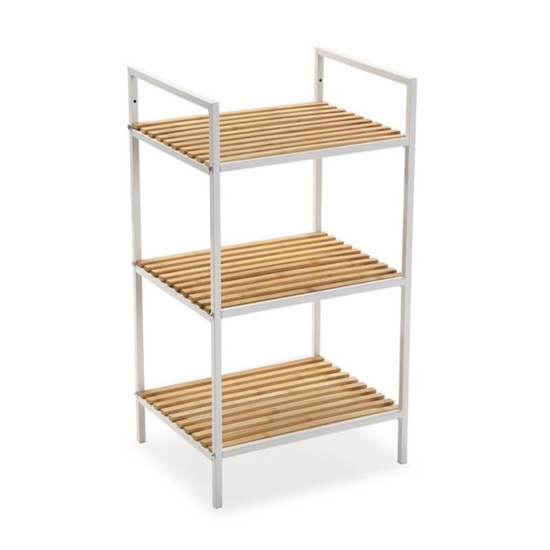 Etagère de salle de bains Versa White Métal PVC Bambou (32,5 x 70 x 39 cm)
