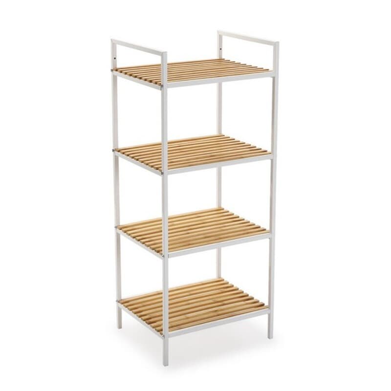 Etagère de salle de bains Versa White Métal PVC Bambou (32,5 x 95 x 39 cm)