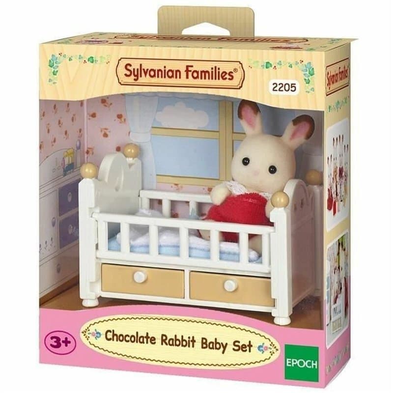 Sylvanian Families Le bébé lapin chocolat et lit