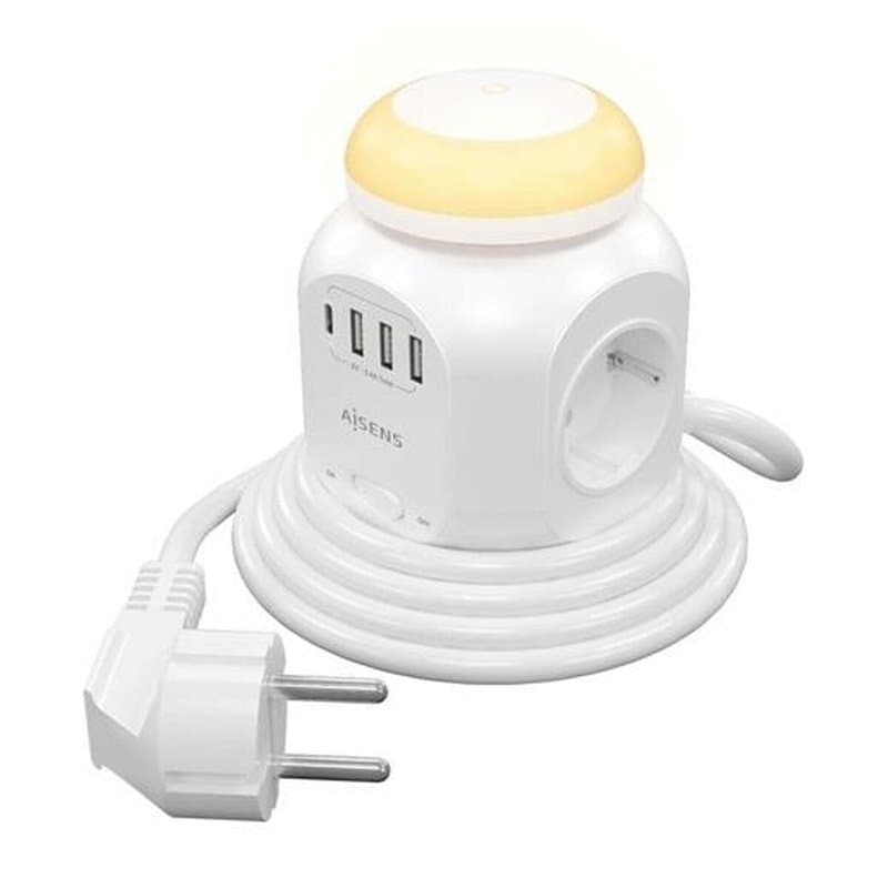 Aisens ASPS-3A1CL01-W multiprise 1,8 m 4 sortie(s) CA Intérieure Blanc