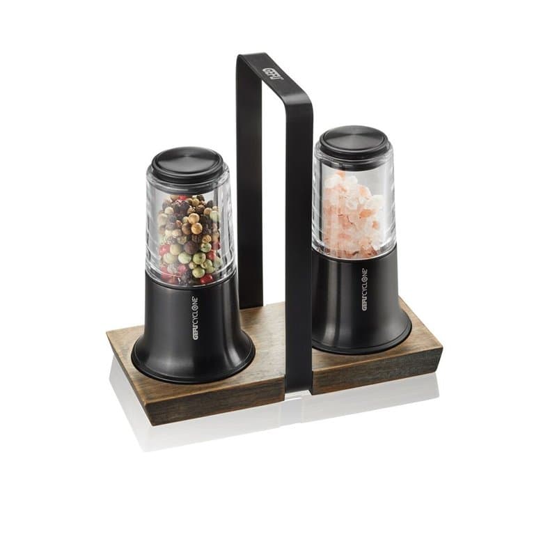 Set de salière et poivrière Gefu G-34642 Noir Transparent Bois Silicone Acier inoxydable 2 Pièces