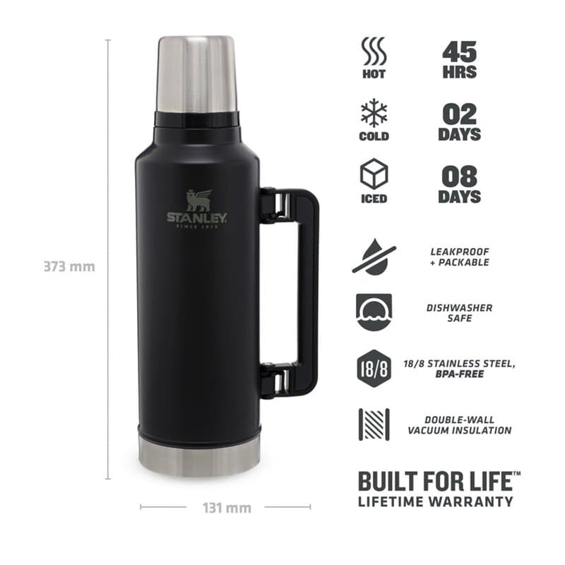 Thermos Stanley LEGENDARY CLASSIC Noir Acier inoxydable 1,9 L